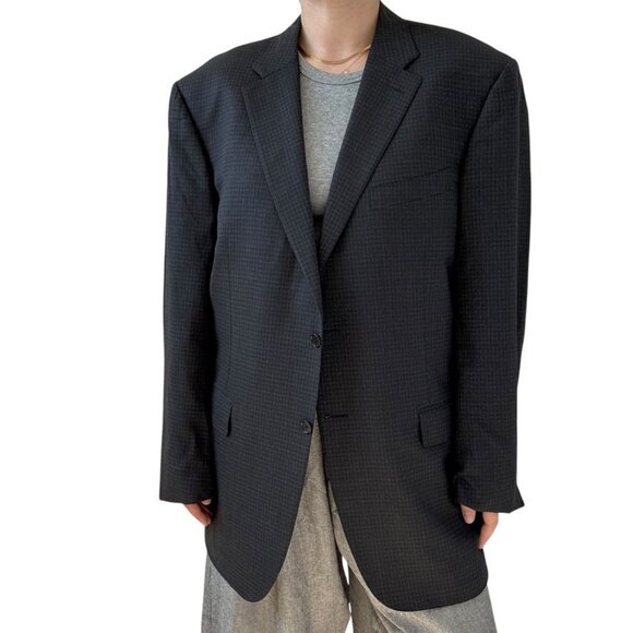 NWOT Canali Gray Check 100% Wool Blazer Suit Trouser 2 Button Set 46L - Picture 4 of 11